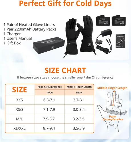 Vista 6 de Forros de guantes con calefacción para mujeres y hombres - Finos recargables, compatibles con pantalla táctil, calor de larga duración para deportes