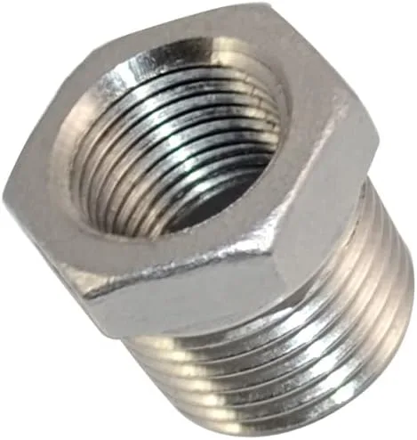 Vista 15 de 1/4" macho NPT a 1/8" hembra NPT hembra reductor/reductor buje de tubería, adaptador, buje hexagonal SS 304 de acero inoxidable