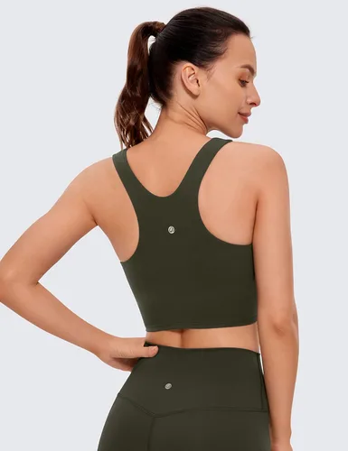 Vista 2 de CRZ YOGA Butterluxe - Brasier deportivo de cuello alto y espalda cruzada para mujer, camiseta corta acolchada para entrenamiento con brasier