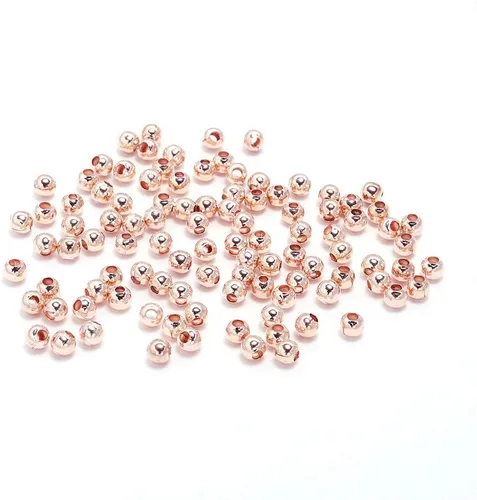 Vista 9 de 500 cuentas espaciadoras redondas de bronce de 0.079 pulgadas (0.079 in), cuentas de metal con semillas de extremo de bola lisas para fabricación
