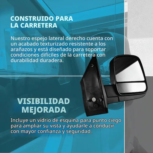 Vista 4 de Dependable Direct Espejo lateral del pasajero compatible con Chevy Express, GMC Savana 1500 08-14 y Chevy Express, GMC Savana 2500/3500 08-17