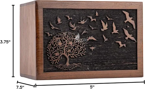 Vista 6 de Urna de cremación para cenizas humanas, adulto, hombre y mujer, caja de madera del árbol de la vida, urna para cenizas – Urna funeraria decorativa
