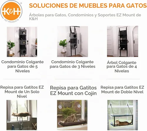 Vista 9 de K&H - Cama perca para ventana de gato, cara de gatito EZ Mount 27x11x6