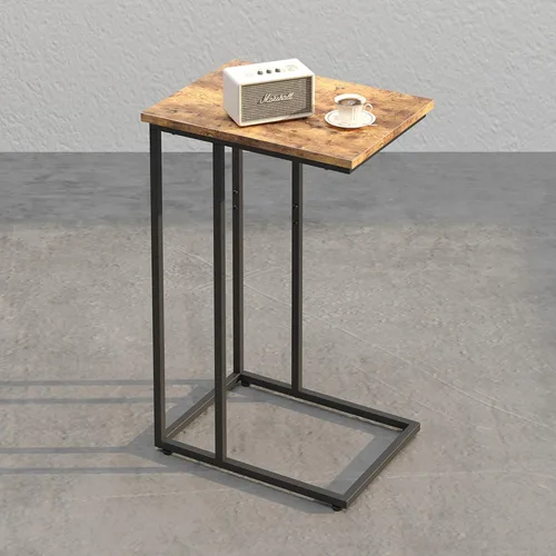 Vista 8 de Innerjoin Mesa auxiliar en forma de C, mesa auxiliar C para sofá, sofá y cama, mesa de bandeja de TV que se adapta a espacios pequeños, sala de Negro
