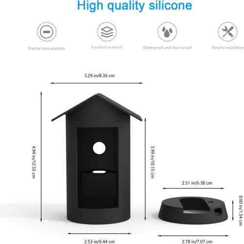 Vista 3 de HOLACA Funda protectora de silicona para R-ing Outdoor Cam Plus, batería - Funda protectora antiarañazos para una protección completa (negro)