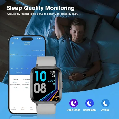 Vista 3 de POIUZET Monitor de actividad física, reloj de fitness con oxígeno en sangre, monitor de frecuencia cardíaca, contador de calorías de pasos, monitor