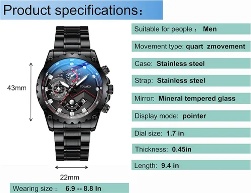 Vista 5 de Men's Fashion Stainless Steel Watches Quartz Watches Waterproof Chronograph Automatic Watch Wristwatches Stainsteel Steel Band Waterproof Watch