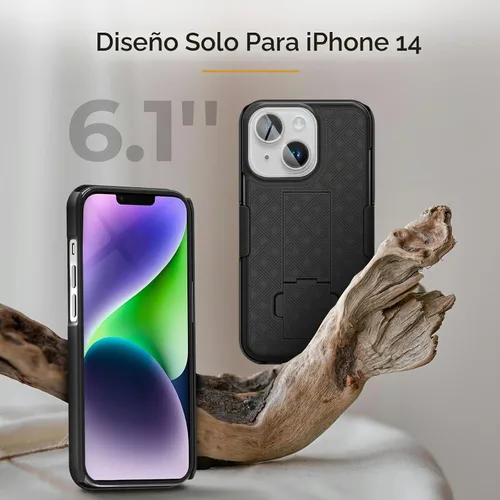 Vista 8 de MOTIVE - Funda para iPhone 14 con clip para cinturón, rígida, función atril, 6.1 pulgadas