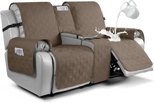 Vista 11 de VANSOFY Funda para Sofá de Dos Plazas Reclinable con Consola 100% Impermeable Fundas de Sofá Antideslizantes Funda de Sofá Reclinable Dividida Azuree