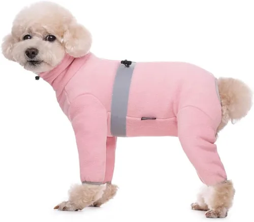 Vista 7 de Abrigos de forro polar para perros pequeños y medianos, chaqueta de invierno, suéter, chaleco, mono, ropa cálida de cuatro patas, pijamas
