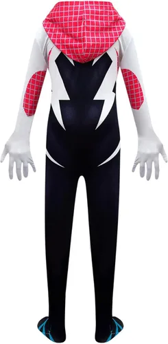 Vista 2 de NUVEDO Disfraz de superhéroe para niños y niñas, disfraz de héroe blanco para Halloween, 3-9 años