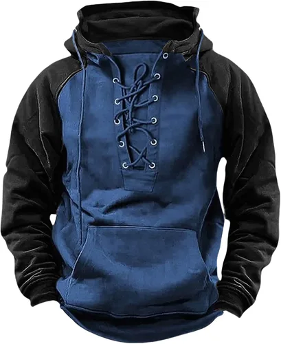 Vista 5 de Sudaderas tácticas para hombre, con cordones, con capucha, manga larga, estilo cargo, entrenamiento, al aire libre, con bolsillo