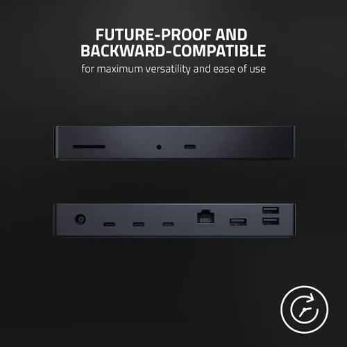 Vista 5 de Base Thunderbolt 4 de Razer: 10 puertos en 1 - Salida de video doble 4K o única 8K - Hub USB A y C, 2.5 GbE Thunderbolt 3, compatible con Mac y PC