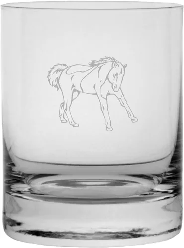 Vista 29 de Abaco Barb - Vaso de whisky con temática de caballo grabado (10.25 onzas)