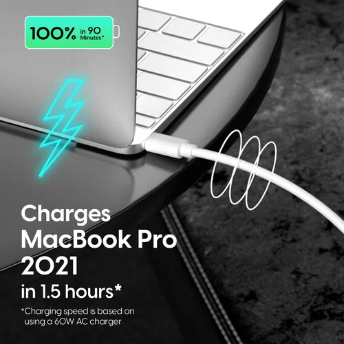 Vista 5 de TalkWorks Cable USB C a USB C de 10 pies, cargador de teléfono Android, resistente, PD tipo C, cable de entrega de energía de carga rápida