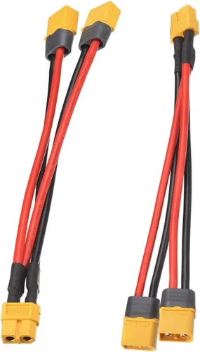 Vista 5 de ELFCULB 2 piezas XT60 Y Splitter,12AWG XT60 Cable conector de batería paralelo para Quadcopter RC Car (5.906 in)