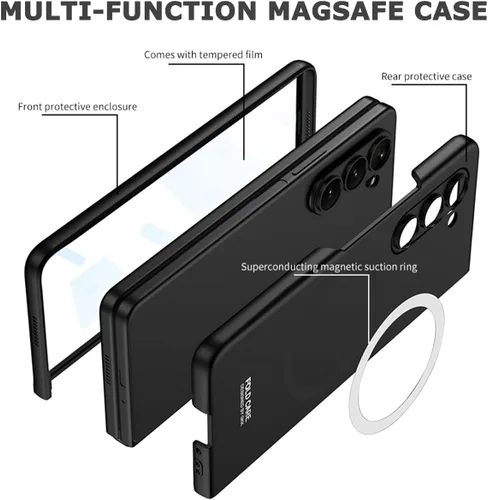 Vista 5 de NINKI Funda magnética para Samsung Galaxy Z Fold 5 con protector de pantalla integrado, funda protectora completa militar delgada para Galaxy Z Fold