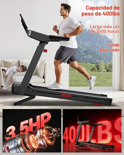 Vista 3 de UMAY Fitness 20% Treadmill with Auto Incline, Running Foldable Treadmills