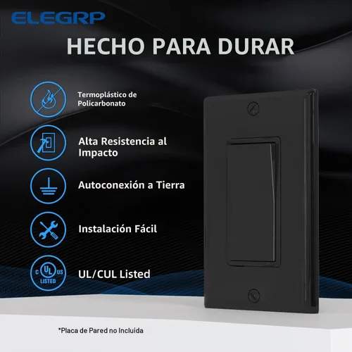 Vista 2 de ELEGRP Interruptor de luz decorativo de 4 vías, 15 amperios, 120-277 voltios, interruptor de pared basculante decorativo de CA de repuesto