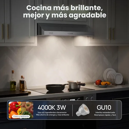 Vista 8 de VIKIO HOME Campana Extractora Bajo Gabinete de 30 Pulgadas, 1200 CFM de Doble Motor para Ventilación de Cocina con Luces LED, Control de Botones