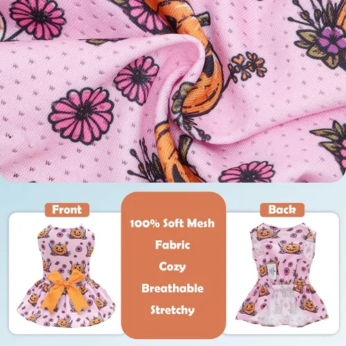 Vista 4 de CuteBone Vestido de malla para perro, vestido de Halloween para cachorros, traje de verano para mascotas, moda de verano para perros pequeños, ropa