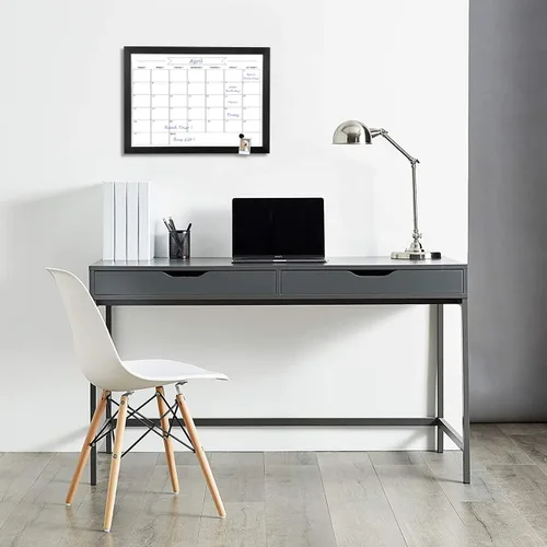 Vista 5 de Pizarra blanca de calendario mensual de borrado en seco, pizarra blanca magnética para pared, tablero colgante para oficina, escuela en casa, Negro