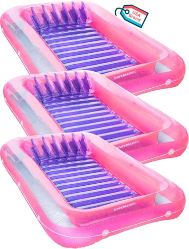 Vista 8 de SWIMLINE Original Suntan Tub Series - Flotador flotante inflable clásico Tumbona híbrida personal para piscina Almohada ajustable Relleno