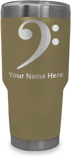 Vista 24 de LaserGram Vaso aislado al vacío de 20 onzas, clave de bajo, grabado personalizado incluido (negro) Engraved Gift for Musician, Vacuum Insulated