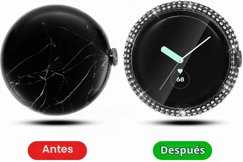 Vista 2 de Funda compatible con Google Pixel Watch 3 de 1.614 in/Pixel Watch 2/1 con protector de pantalla, cubierta protectora brillante de vidrio templado