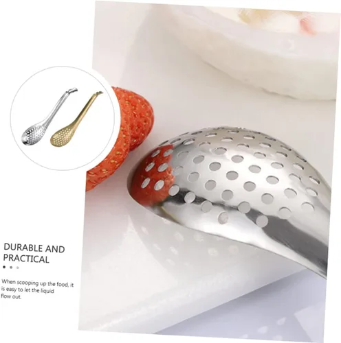 Vista 9 de Cucharas de colador de acero inoxidable con fugas de cuchara de comida ranura para restaurante