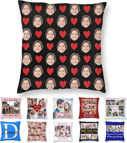 Vista 10 de Funda de almohada personalizada con texto de imagen, funda de almohada con foto personalizada, diseño personalizado para mamá, papá, amigos