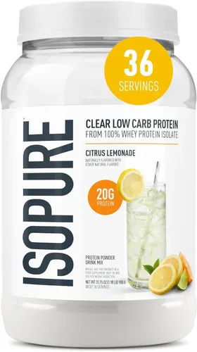Vista 13 de Isopure - polvo de proteína de suero de leche con sabor a fruta ligera refrescante