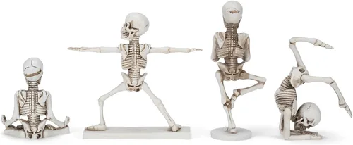 Vista 4 de Yoga Pose Skeletons - Juego de 4 figuras de resina en tono marfil de 6 pulgadas