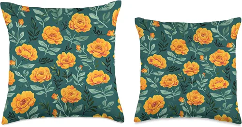 Vista 3 de Marigold Cute Flower Pattern Throw Pillow