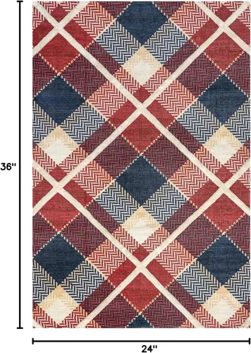 Vista 2 de nuLOOM Anastasia - Alfombra decorativa a cuadros altos y bajos, 2 x 3, color rojo