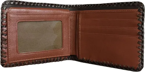 Vista 4 de D 'shark Lujo Piel De Cocodrilo Piel Bi-fold corto cartera (Marrón Oscuro)
