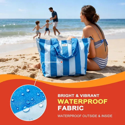 Vista 3 de Bolsas de playa impermeables a prueba de arena, bolsa grande XL para piscina para mujer