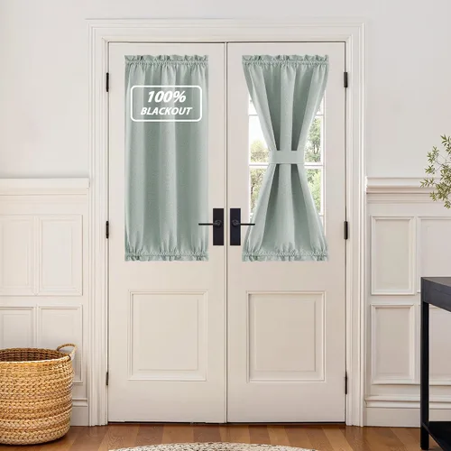 Vista 58 de NICETOWN Cortinas de Lino para Puerta Lateral - Cortinas Opacas con Aislamiento Térmico para Puerta Delantera Francesa para Sombra Pequeña