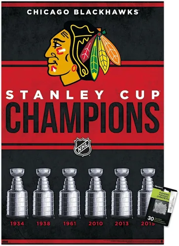 Vista 7 de Trends International NHL Chicago Blackhawks - Póster de pared de Champions 23, 14.72 x 22.37 pulgadas, paquete de póster premium y alfiler