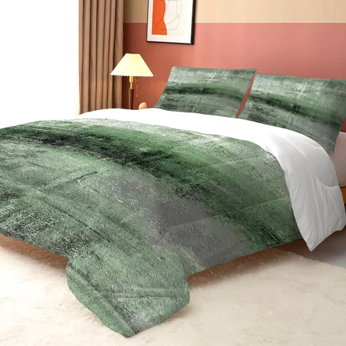 Vista 5 de Green Abstract Comforter Set Twin,Modern Grunge Bedding for Kids Boy Abstract 16