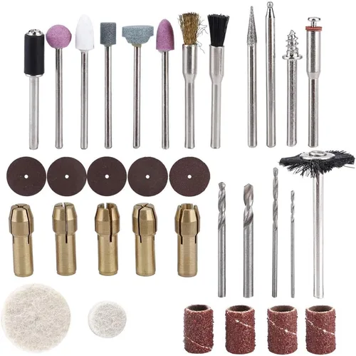 Vista 4 de Kit de herramientas rotativas eléctricas de 34 piezas, accesorio para moler y pulir proyectos de manualidades caseras