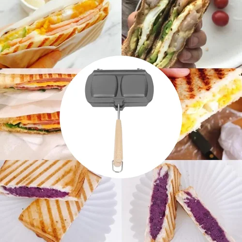 Vista 4 de Sartén de doble cara, sartén doble de aluminio antiadherente, máquina de queso a la parrilla, sándwich antiadherente para parrilla, sartén