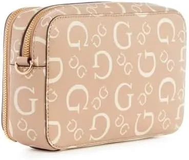 Vista 3 de GUESS Marfa - Mini bandolera con doble cremallera, Caramelo