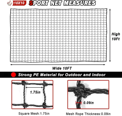 Vista 2 de Baseball Softball Backstop Nets, Heavy Duty Sports Netting