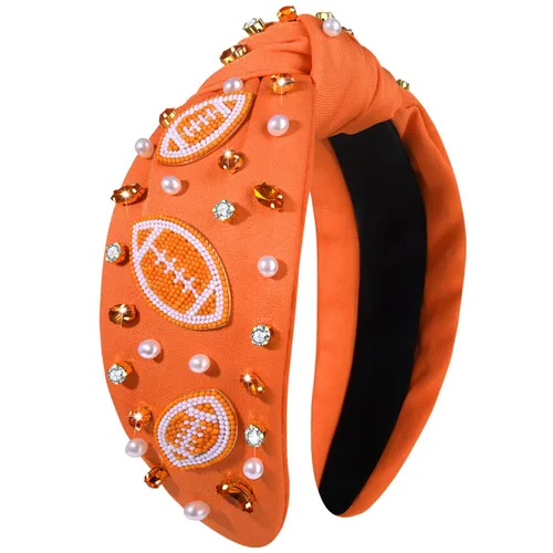 Vista 18 de YAHPERN Diadema anudada de perlas de cristal, diadema ancha con nudo superior para mujer, accesorios para el cabello deportivos, béisbol, fútbol