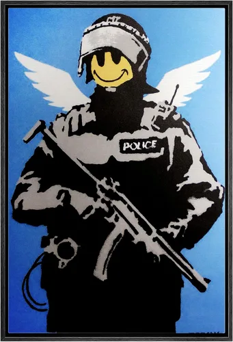 Vista 21 de SIGNWIN Lienzo enmarcado para pared, pintura en aerosol de grunge, ciudad urbana, alas de ángel vanguardistas, graffiti y arte callejero, arte