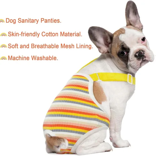 Vista 2 de QBLEEV Pañales para perras, bragas sanitarias lavables con tirantes ajustables, bragas reutilizables para perrito, ropa interior para mascotas