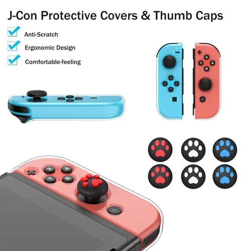 Vista 5 de Younik Paquete de accesorios para interruptores, kit de accesorios 16 en 1 (no OLEDLite) incluye funda de transporte para interruptor, funda