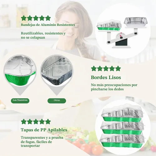 Vista 3 de Mini moldes para pasteles con tapas, 25 moldes de aluminio para hornear con tapas, desechables de aluminio, moldes individuales para galletas