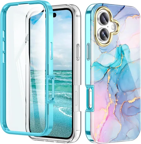 Vista 18 de Funda bonita de mármol para iPhone 13 Pro de 6.1 pulgadas, con protector de pantalla incorporado, ligera y elegante, de TPU, para cuerpo completo, a